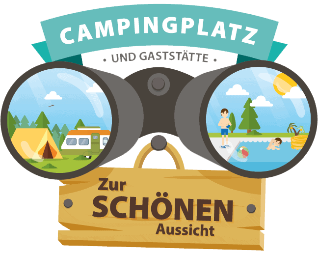 „Campingplatz ”Zur Schönen Aussicht”“-Logo, zur Startseite